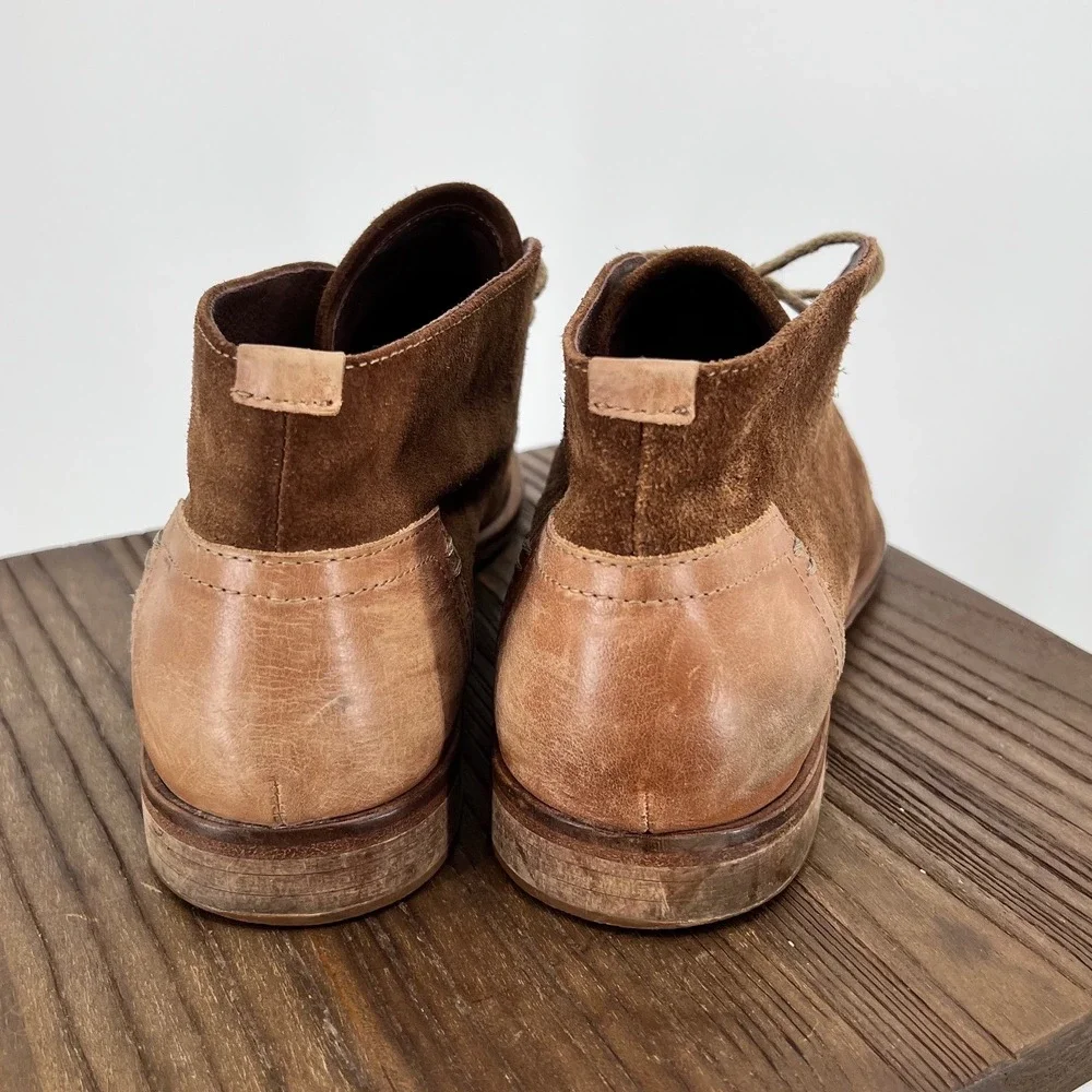 Johnston & Murphy J&M 1850 Two Tone Brown Suede Chukka Boots Made in Italy 9.5